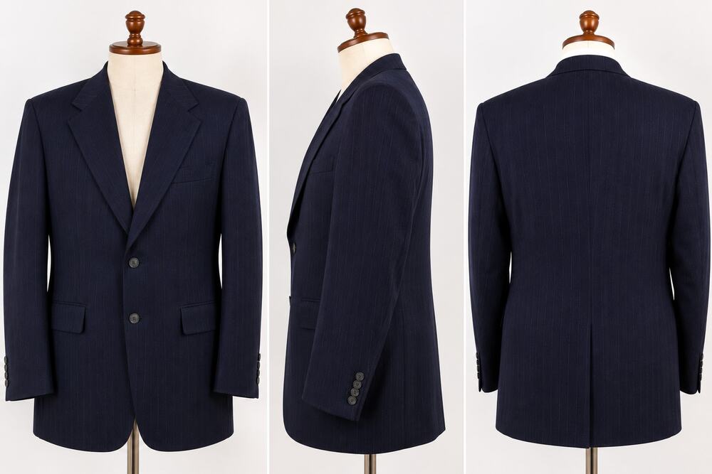 Vintage Hastings Traditions 100% Wool Union Made Navy Pinstripe Blazer 42R USA